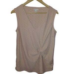 EST. 1946 Women Blush Pink Eyelet Twist Front V-Neck Sleeveless Top Size M